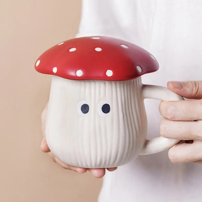 Ceramic Mushroom Design Lidded Mug