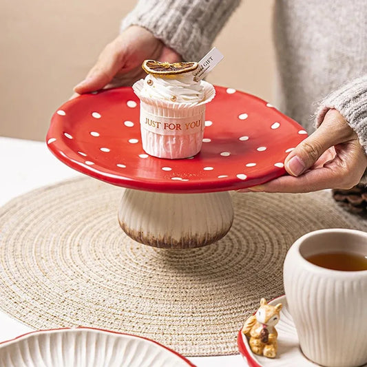 Ceramic Mushroom Design Cake Stand