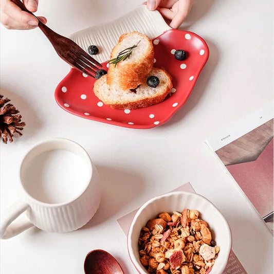 Ceramic Mushroom Design Wide Plate