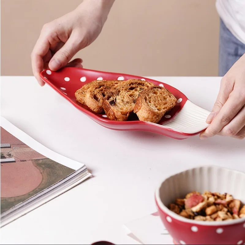 Ceramic Mushroom Design Long Plate